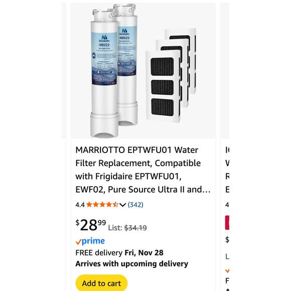 (2)MARRIOTTO EPTWFU01 Water Filter Replacement, Compatible with Frigidaire NEW - Picture 2 of 8
